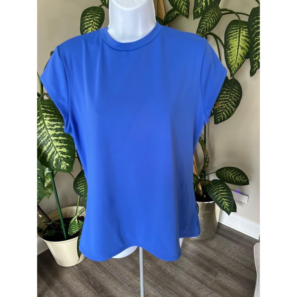 Womens Express Royal Short‎ Sleeve Blouse Size XL #555